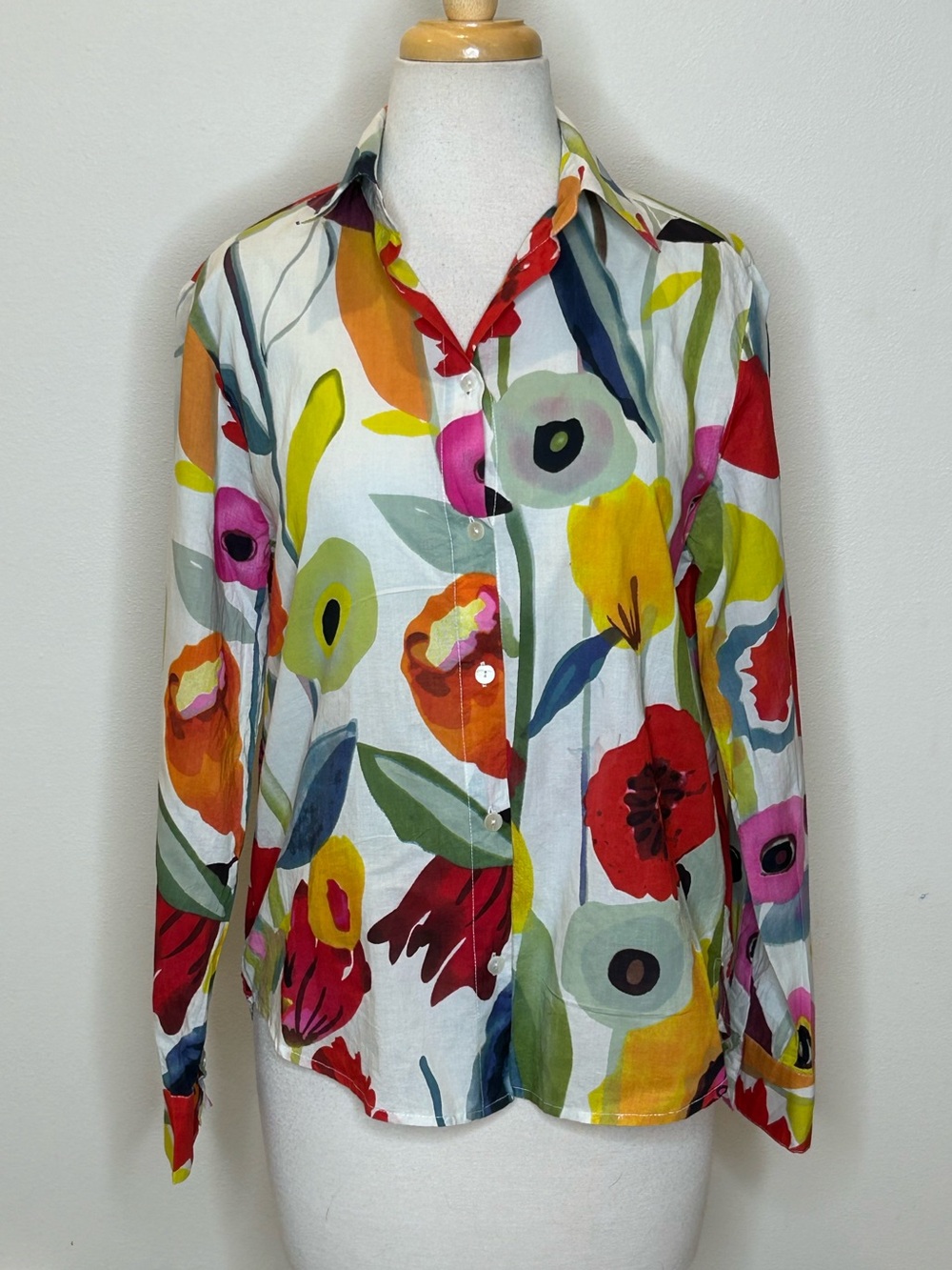 Dress Addict Multicolor Floral Button-Down Blouse Size M Made In India